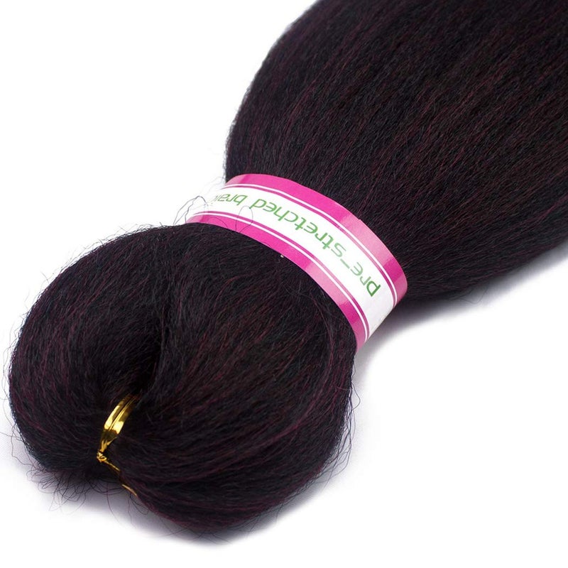 Dorsanee Ombre Burgundy Braiding Hair Pre Stretched 20 Inch 8 Packs Braiding Hair Extensions for Crochet Box Braids Twists Locs Hair Itch Free Soft Yaki Texture Hot Water Setting (20inch,#1B/Bug) - Image 3
