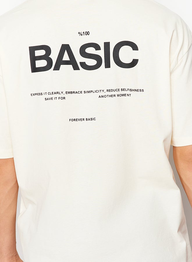 trendyol Stone Oversize/Wide Cut Letter Printed Short Sleeve 100% Cotton T-Shirt TMNSS23TS00263  - Image 2