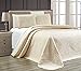 Grand Linen Grand Linen 3-Piece Beige (Yellow Hues) Oversize Stella Grande Bedspread Queen/Full Embossed Coverlet Set 106 by  - Image 2