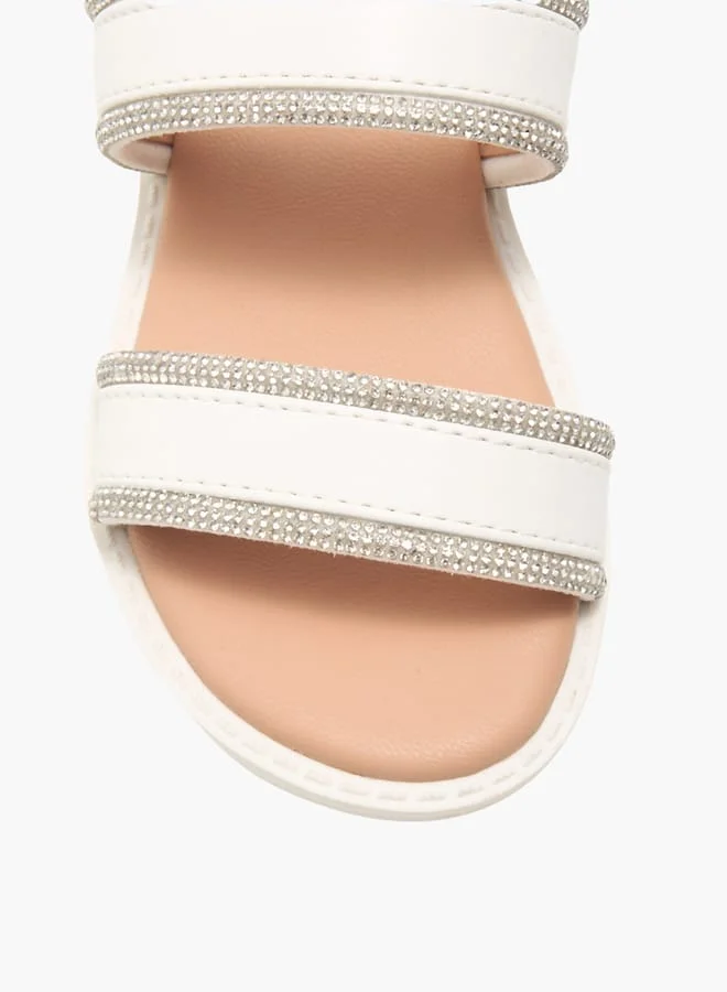 Flora Bella By Shoexpress Girls Embellished Strap Sandals With Hook And Loop Closure