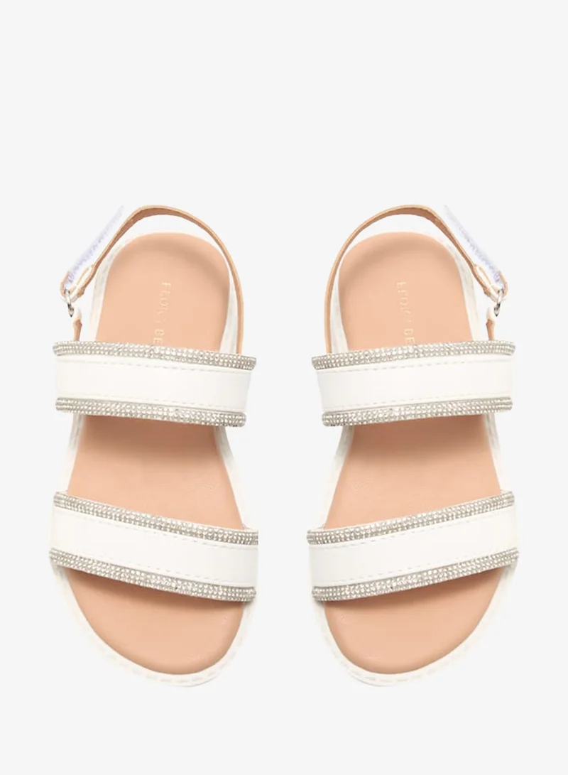 Flora Bella By Shoexpress Girls Embellished Strap Sandals With Hook And Loop Closure Ramadan Collection