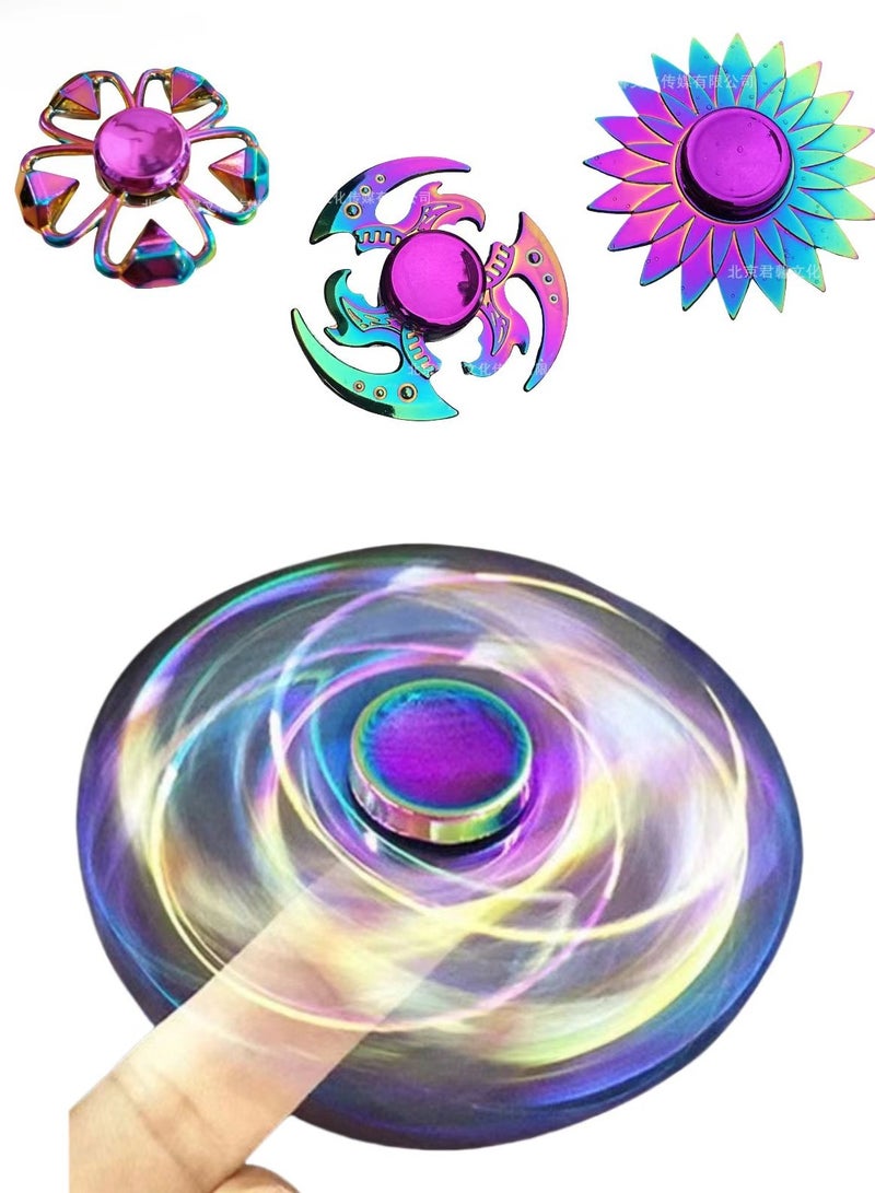 FLYHSO Alloy fingertip rotator 3-piece set, fingertip toy, ADHD anxiety toy stress reducing rotator, suitable for children and adults - Image 1