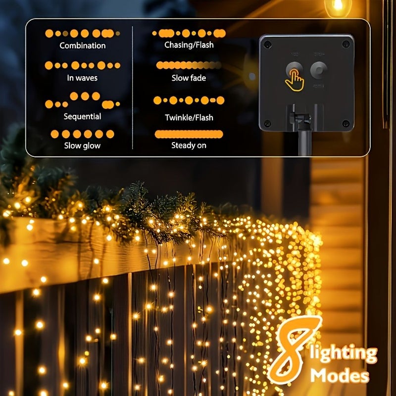 500cm 196.85in Solar LED String Light 8 Lighting Modes Warm Light Strip Fairy Light for Outdoor Tree Bedroom Party Carnival Decoration - Image 4
