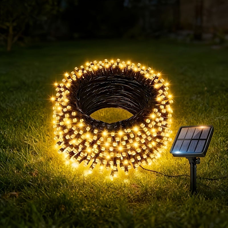 500cm 196.85in Solar LED String Light 8 Lighting Modes Warm Light Strip Fairy Light for Outdoor Tree Bedroom Party Carnival Decoration - Image 1