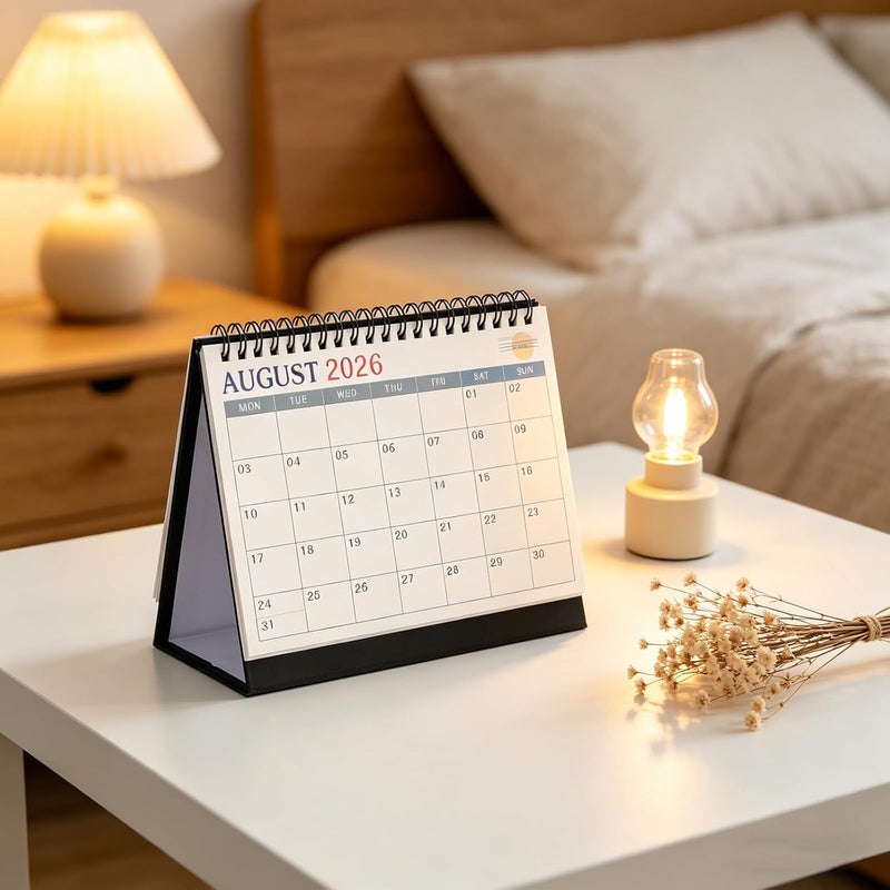 LOPUNER Minimalist Standing Desk Calendar - 18 Month Twin Wire Binding Monthly Planner - July 2026 to December 2027 Holiday Tracker Calendar Yearly Planner - Image 4