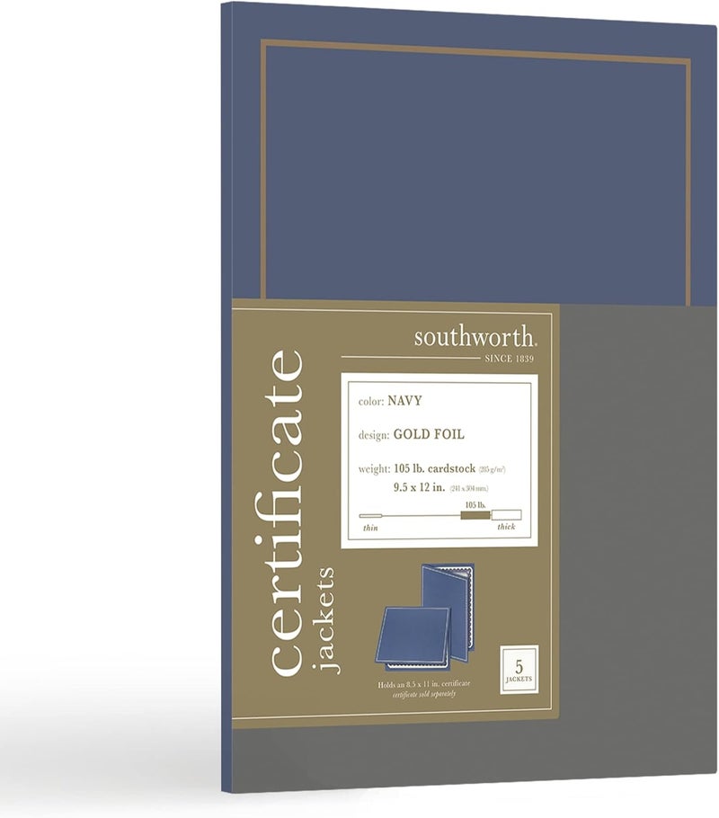Southworth Certificate Jackets NavyGold Foil Border Pack Of 5 - Image 1