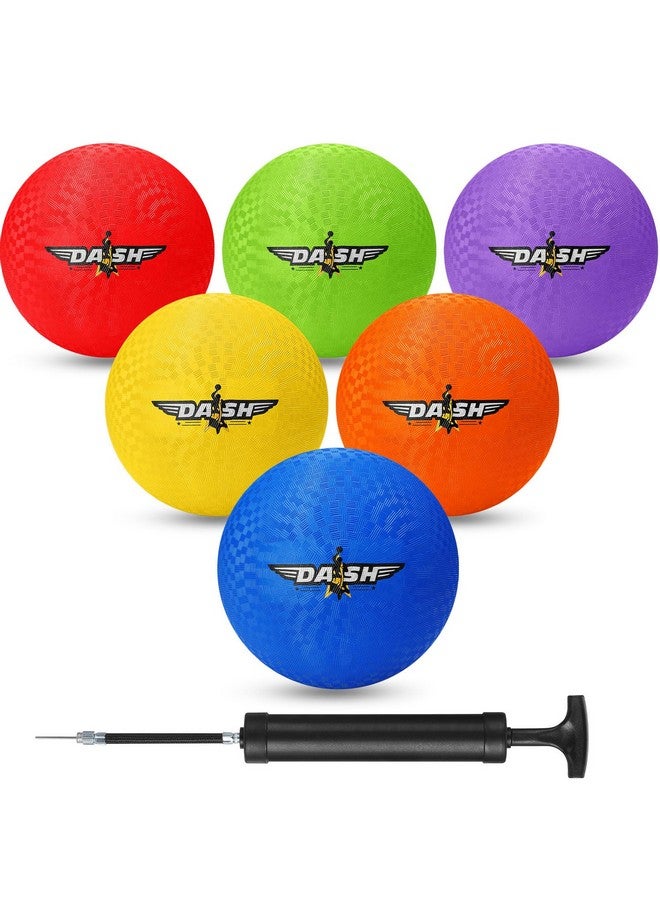 Jerify 6 Pcs 8.5 Inches Playground Balls Kickball Bulk, Colorful Inflatable Sports Bouncy Balls, Dodgeball, Kickball for Official, Fun Indoor and Outdoor Toys and Gift - Image 1