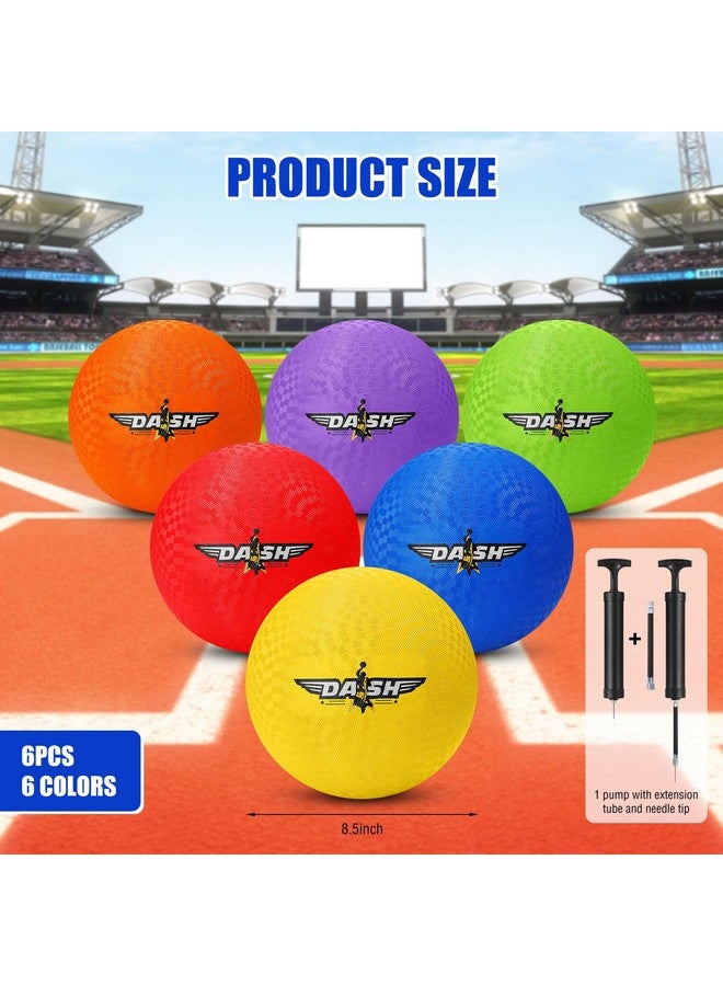 Jerify 6 Pcs 8.5 Inches Playground Balls Kickball Bulk, Colorful Inflatable Sports Bouncy Balls, Dodgeball, Kickball for Official, Fun Indoor and Outdoor Toys and Gift - Image 2