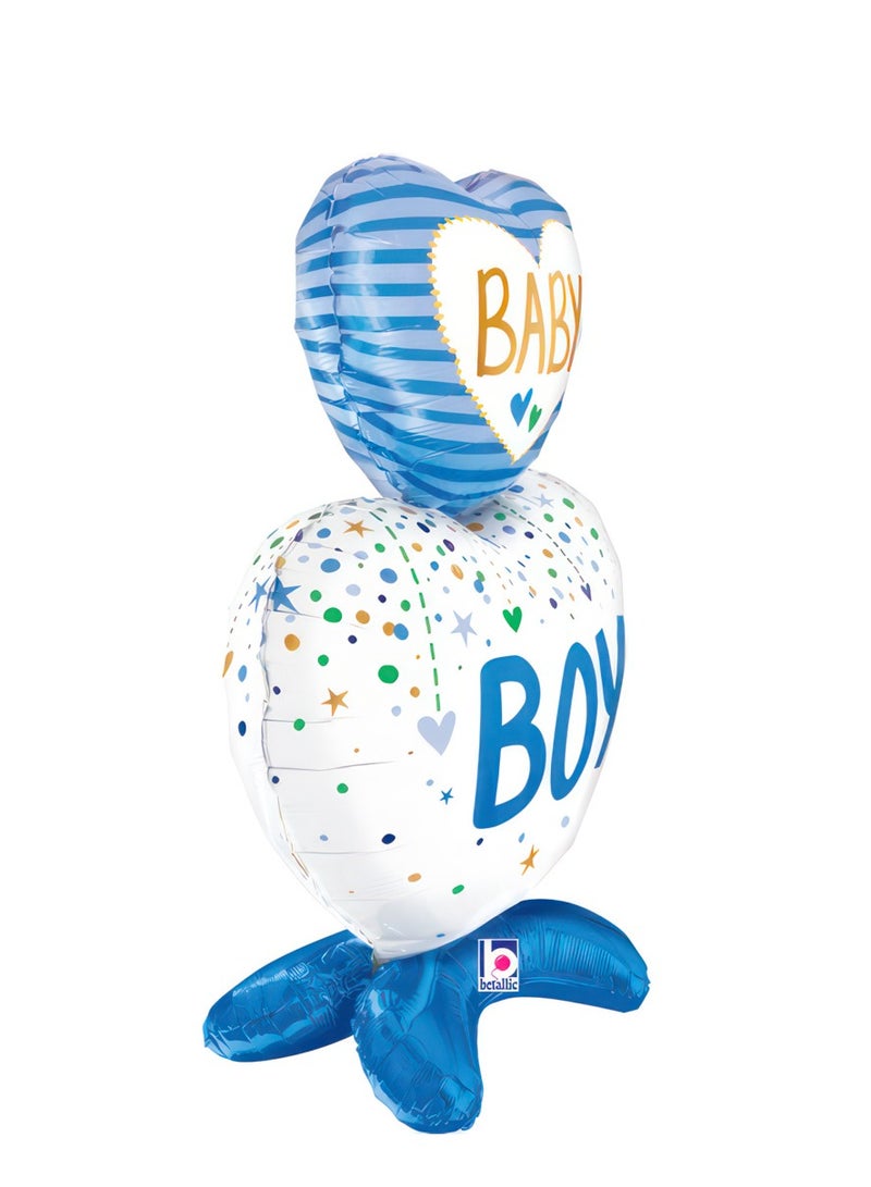Betallic 28" Foil Balloon Standup Baby Boy Hearts - Image 2
