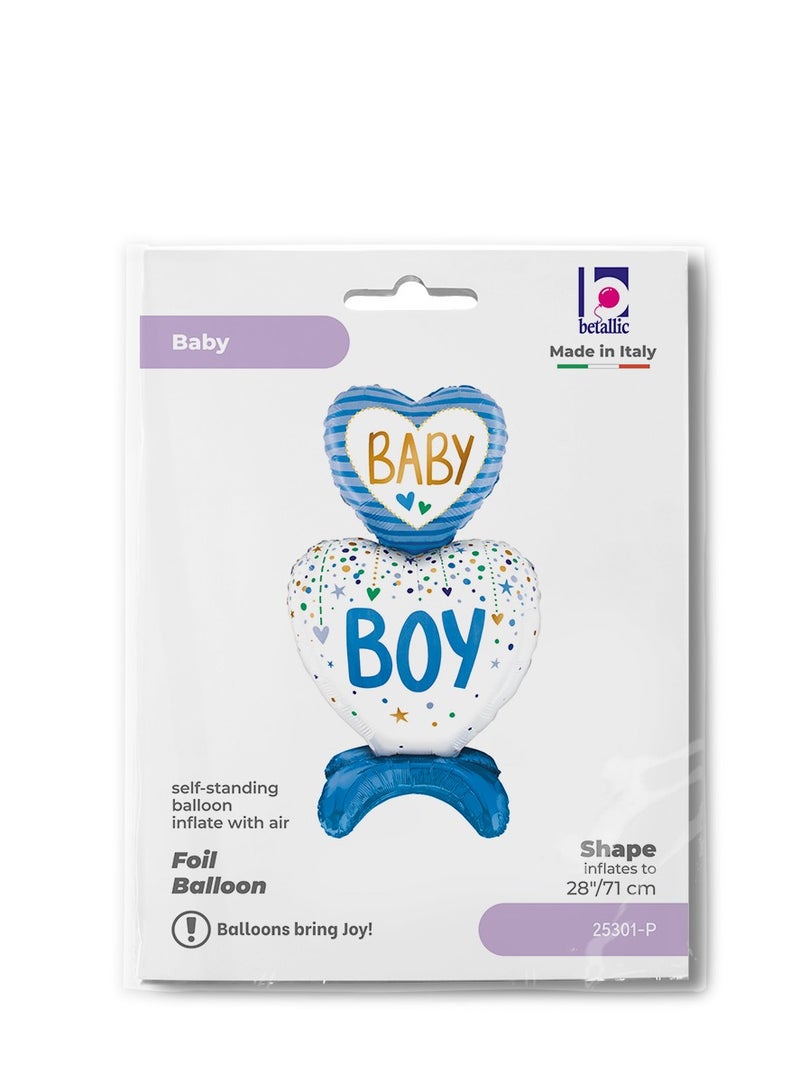 Betallic 28" Foil Balloon Standup Baby Boy Hearts - Image 3