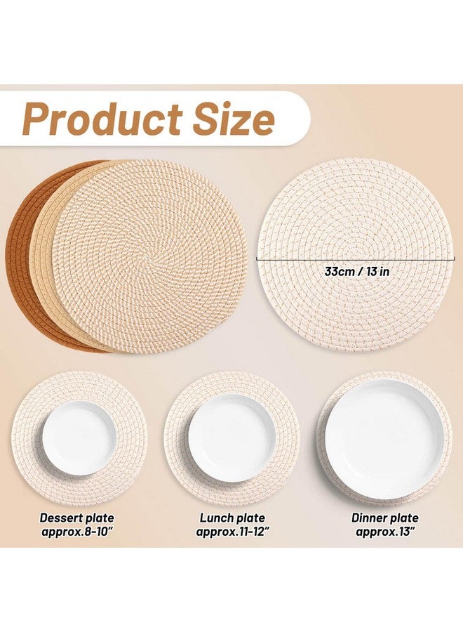 Billbotk Round Woven Placemats Set of 4, 13 Inches Kitchen Table Place Mats for Dining Table, Trivets for Hot Pots and Pans, Boho Table Setting Decor, Fall Decorations for Home - Image 2