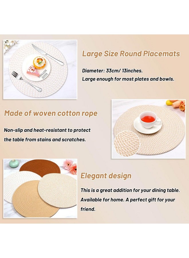 Billbotk Round Woven Placemats Set of 4, 13 Inches Kitchen Table Place Mats for Dining Table, Trivets for Hot Pots and Pans, Boho Table Setting Decor, Fall Decorations for Home - Image 3