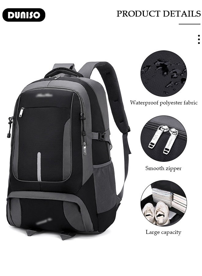 DUNISO 85L Lightweight Hiking Backpack Large Capacity Oxford Cloth for Men Women，Water-resistant Tear Resistant Breathable Casual Hiking Daypacks,Waterproof Travel Daypack with Adjustable Strap,Perfect for School Outdoor Camping Sports Trekking Work Bicycle Trip  - Image 2