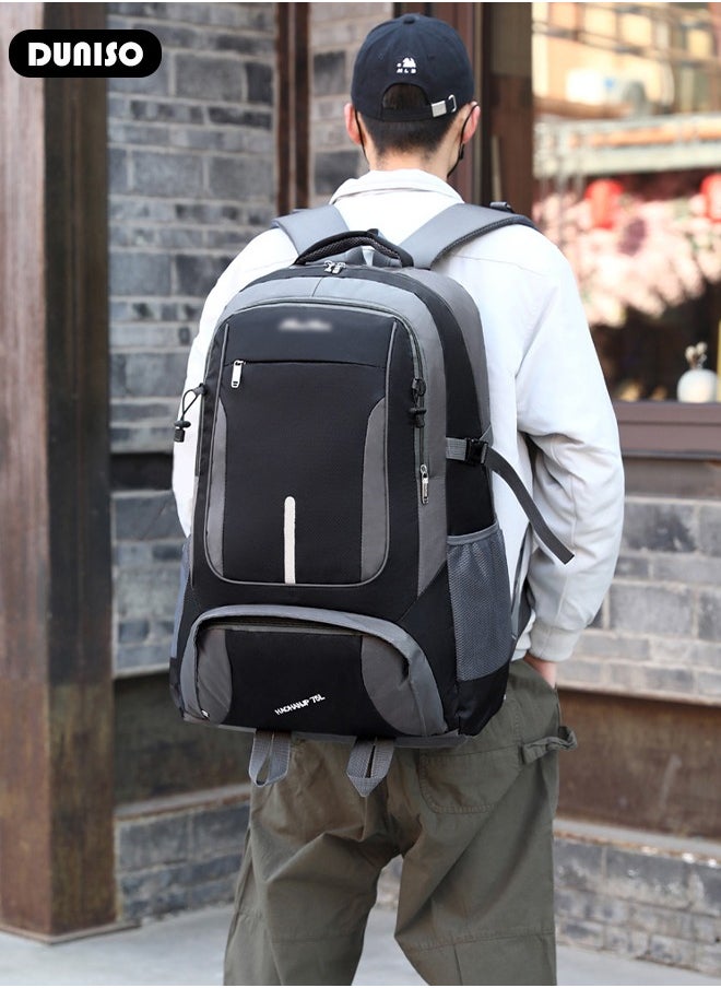 DUNISO 85L Lightweight Hiking Backpack Large Capacity Oxford Cloth for Men Women，Water-resistant Tear Resistant Breathable Casual Hiking Daypacks,Waterproof Travel Daypack with Adjustable Strap,Perfect for School Outdoor Camping Sports Trekking Work Bicycle Trip  - Image 3