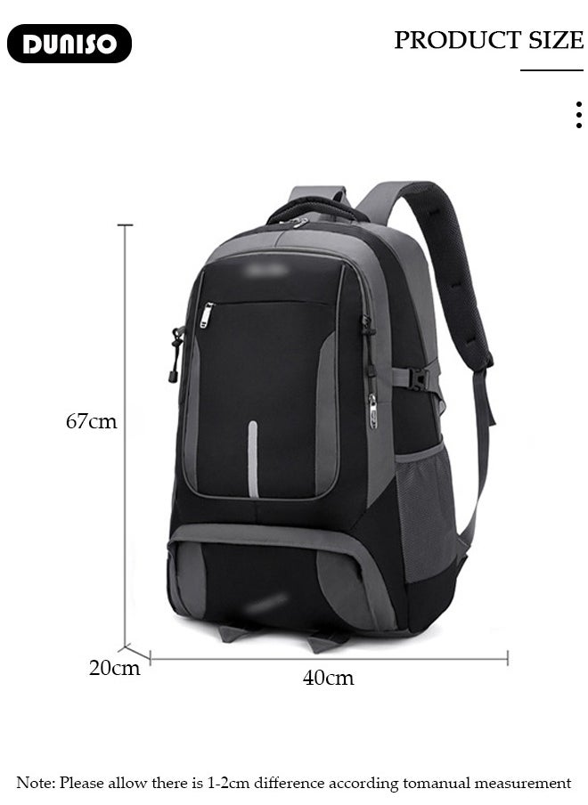 DUNISO 85L Lightweight Hiking Backpack Large Capacity Oxford Cloth for Men Women，Water-resistant Tear Resistant Breathable Casual Hiking Daypacks,Waterproof Travel Daypack with Adjustable Strap,Perfect for School Outdoor Camping Sports Trekking Work Bicycle Trip  - Image 4