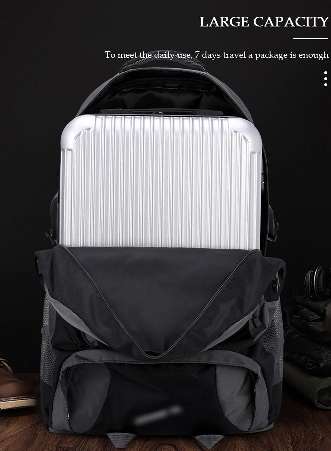 DUNISO 85L Lightweight Hiking Backpack Large Capacity Oxford Cloth for Men Women，Water-resistant Tear Resistant Breathable Casual Hiking Daypacks,Waterproof Travel Daypack with Adjustable Strap,Perfect for School Outdoor Camping Sports Trekking Work Bicycle Trip - Image 3