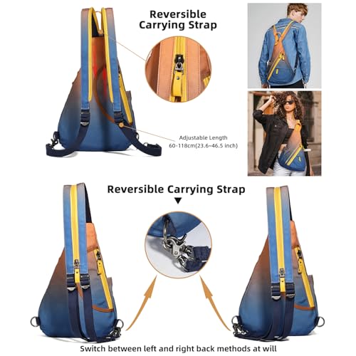 KL928 Canvas Sling Bag - Small Crossbody Backpack Shoulder Casual Daypack Rucksack for Men Women(Large Version) - Image 3