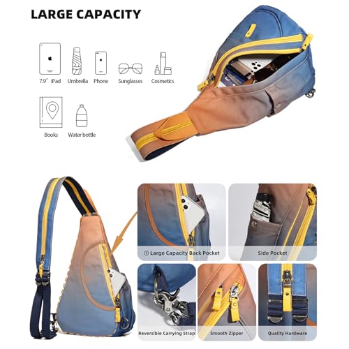 KL928 Canvas Sling Bag - Small Crossbody Backpack Shoulder Casual Daypack Rucksack for Men Women(Large Version) - Image 4