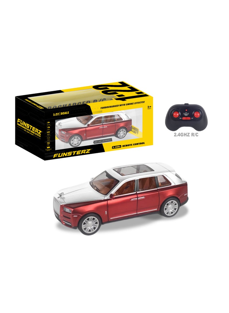 فونسترز نموذج سيارة RC مصبوب بمقياس 1:22 مع صوت، وأضواء LED، ورذاذ، وأبواب قابلة للفتح - مركبة معدنية قابلة لإعادة الشحن للتحكم عن بعد للأطفال وهواة الجمع - Image 1