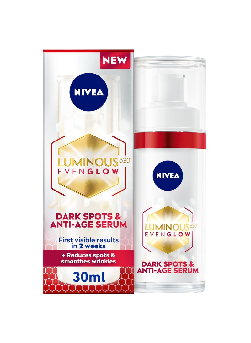 Nivea Luminous630 Even Glow Dark Spots Anti Age Face Serum With Hyaluronic Acid And Squalene Reduces Spots Smoothes Wrinkles First Visible Results In 2 Weeks 30ml - Image 1