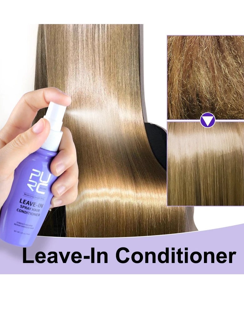 PURC 55ml Leave in Spray Hair Conditioner with Coconut Oil Strengthen and Repair Damaged Hair Moisturizing Hydrating Smooth Shiny Hair Leave in Conditioner Straightening Hair Serum  - Image 2