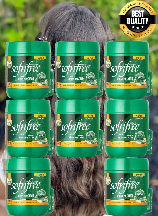 Sofn'free 8 Pieces Soft n Free Professional Hair Straightening and Smoothing Cream for Coarse Hair, 450 ml - Image 1