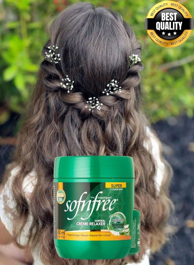 Sofn'free 8 Pieces Soft n Free Professional Hair Straightening and Smoothing Cream for Coarse Hair, 450 ml - Image 2