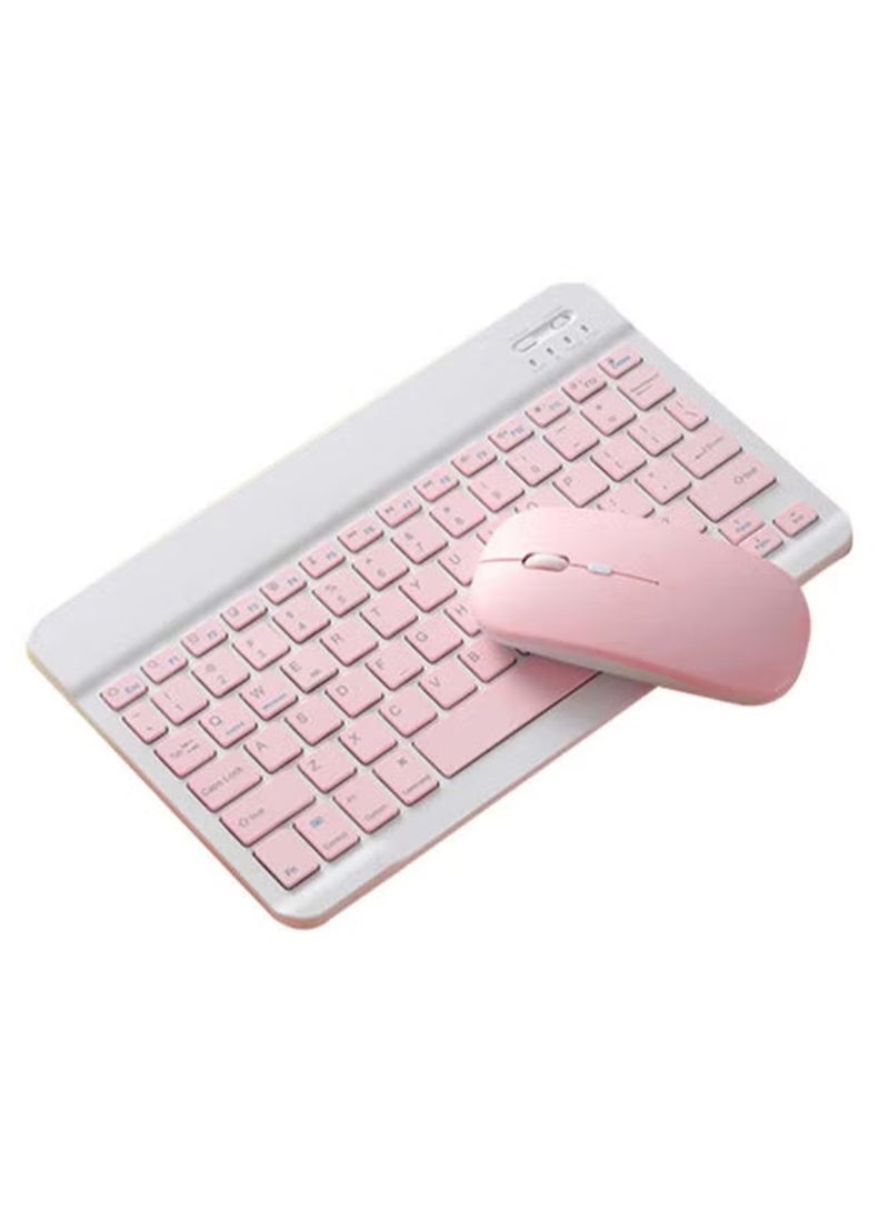 LIVVY Ultra-Slim Bluetooth Keyboard & Mouse Combo Rechargeable Portable Wireless Keyboard Mouse Set for Android Tablet iPhone iPad Computer PC Laptop- Pink - Image 1