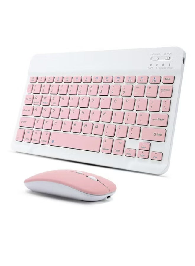 LIVVY Ultra-Slim Bluetooth Keyboard & Mouse Combo Rechargeable Portable Wireless Keyboard Mouse Set for Android Tablet iPhone iPad Computer PC Laptop- Pink - Image 2