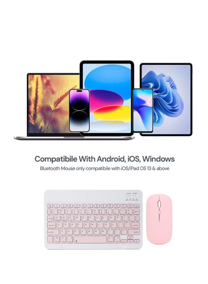 LIVVY Ultra-Slim Bluetooth Keyboard & Mouse Combo Rechargeable Portable Wireless Keyboard Mouse Set for Android Tablet iPhone iPad Computer PC Laptop- Pink - Image 4
