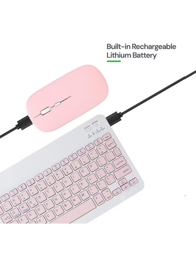 LIVVY Ultra-Slim Bluetooth Keyboard & Mouse Combo Rechargeable Portable Wireless Keyboard Mouse Set for Android Tablet iPhone iPad Computer PC Laptop- Pink - Image 5