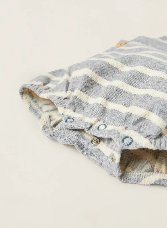 Zippy Cotton Jumpsuit for Newborn Babies, Beige/Blue