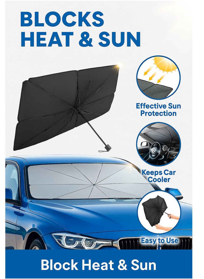 Generic - Car Foldable Sun Shade UV RaysVisor Windshields Umbrella Front Window Sunshade for Heat Reduction, Dashboard Protection, Interior Safeguard & Easy Storage Sunshade - Image 1