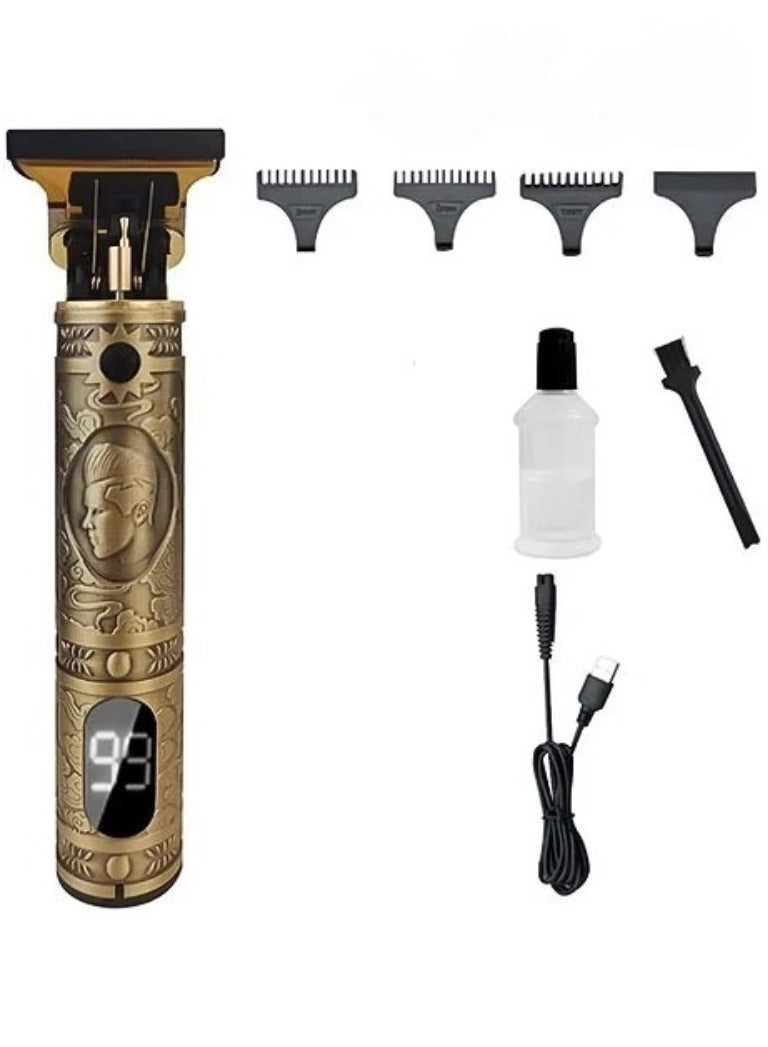 YACD Japanese Professional Rechargeable Hair Trimmer with Engraved Metal Design, Sharp Blades & Powerful Motor for Beard & Hair Precision with LCD display for men - Image 3