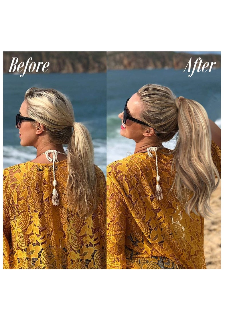 إستيل وصلة ذيل حصان مجعد 15 بوصة مقاومة للحرارة الاصطناعية الطبيعية المتموجة التفاف حول ذيل حصان وصلات شعر للنساء بني داكن مجعد - Image 5