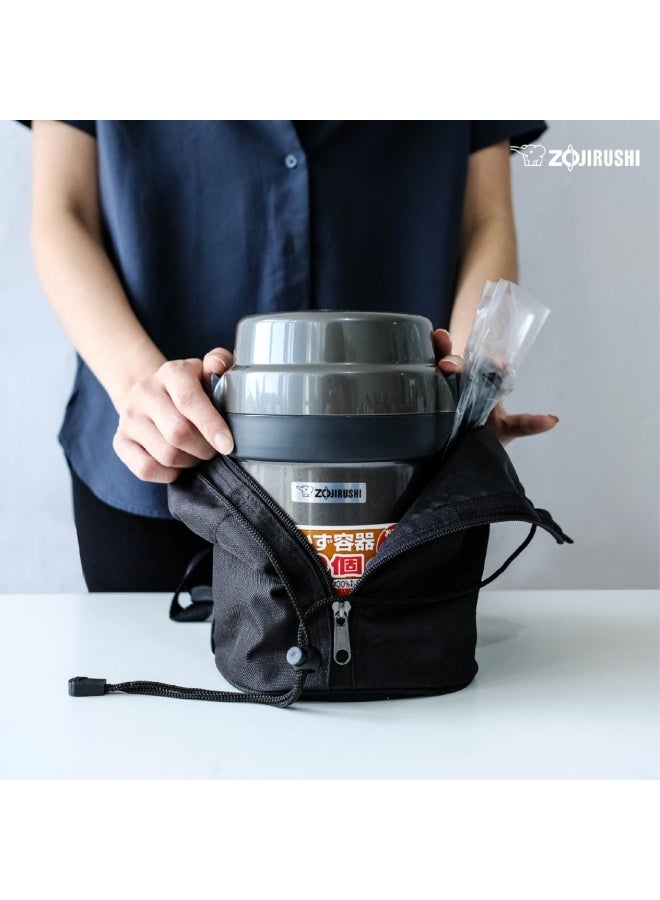 زوجيروشي حافظة طعام للغداء، . لتر، مع حقيبة، لون معدني مسدس - Image 3