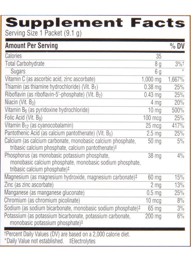 Dietary Supplement With 1000Mg Vitamin C Raspberry Flavor 10Count 032 Oz Packets Pack Of 3