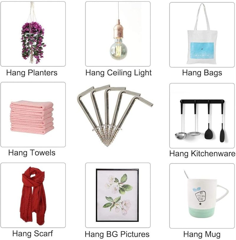 100 قطعة من خطاطيف الكؤوس المربعة مقاس 1 بوصة، مطلي بالنيكل باللون الرمادي الفضي، خطاف برغي للمنزل والمكتب والنباتات - Image 4