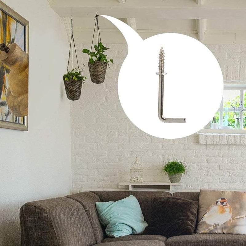 100 قطعة من خطاطيف الكؤوس المربعة مقاس 1 بوصة، مطلي بالنيكل باللون الرمادي الفضي، خطاف برغي للمنزل والمكتب والنباتات - Image 5