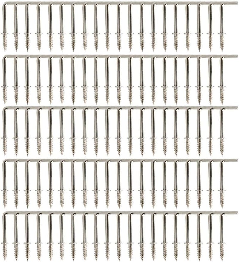 100 قطعة من خطاطيف الكؤوس المربعة مقاس 1 بوصة، مطلي بالنيكل باللون الرمادي الفضي، خطاف برغي للمنزل والمكتب والنباتات - Image 2