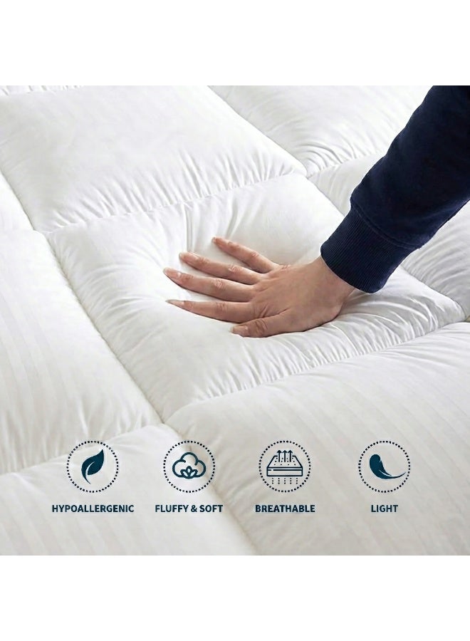 RoyalBed Mattress Topper Thick Filling and Plush Brushed Fabric with 4-Side Elastic Bands for Secure Fit White Extra Thick Bed Topper Fluffy Super Soft Topper - Image 4