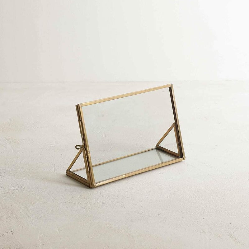 ARTINCO Art India Collections Table Brass Glass Photo Frame for Dried Flowers Pressed Flowers Poster Double Glass Frame Glass Brass Frame 6x4  - Image 2