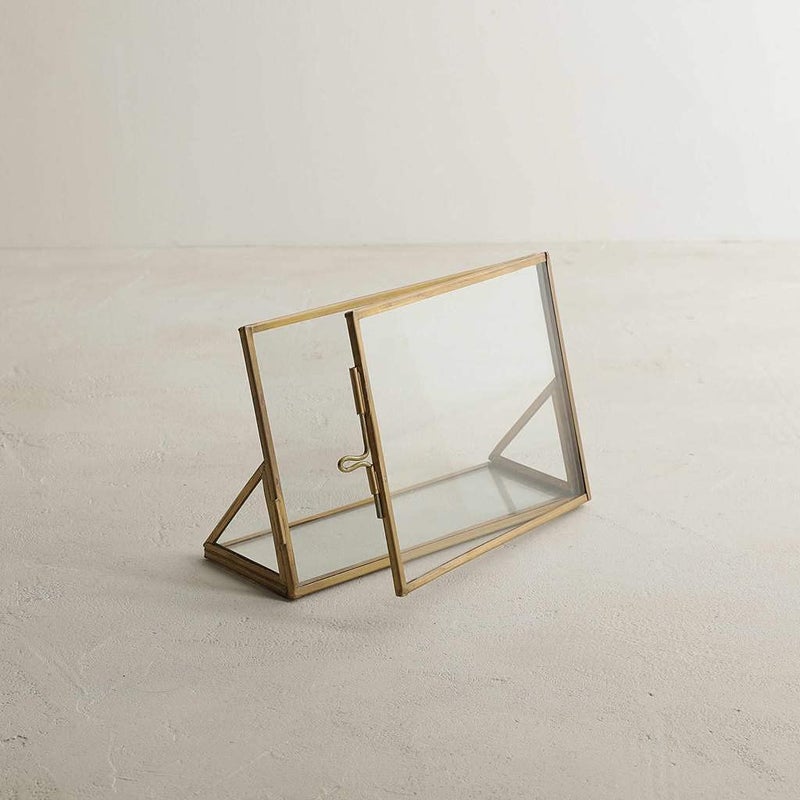 ARTINCO Art India Collections Table Brass Glass Photo Frame for Dried Flowers Pressed Flowers Poster Double Glass Frame Glass Brass Frame 6x4  - Image 3