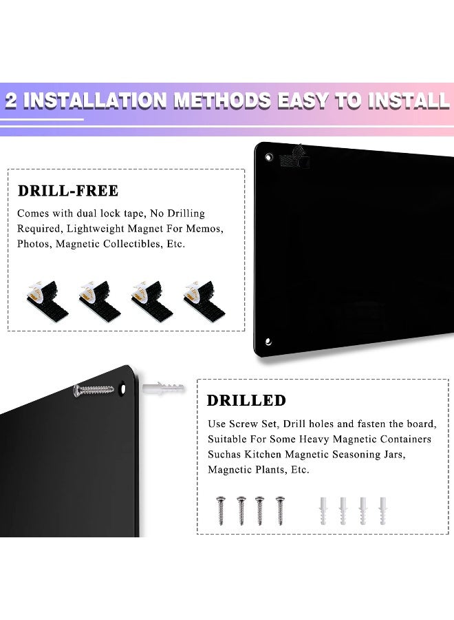 HYHOSHI Black Magnetic Board175 x 114 Magnet Bulletin Board to Display Magnetic Notes Poetry Photos Suitable for Wall Refrigerator Cabinet etc Come with 4 Pcs Dual Lock Tape and Screws - Image 3