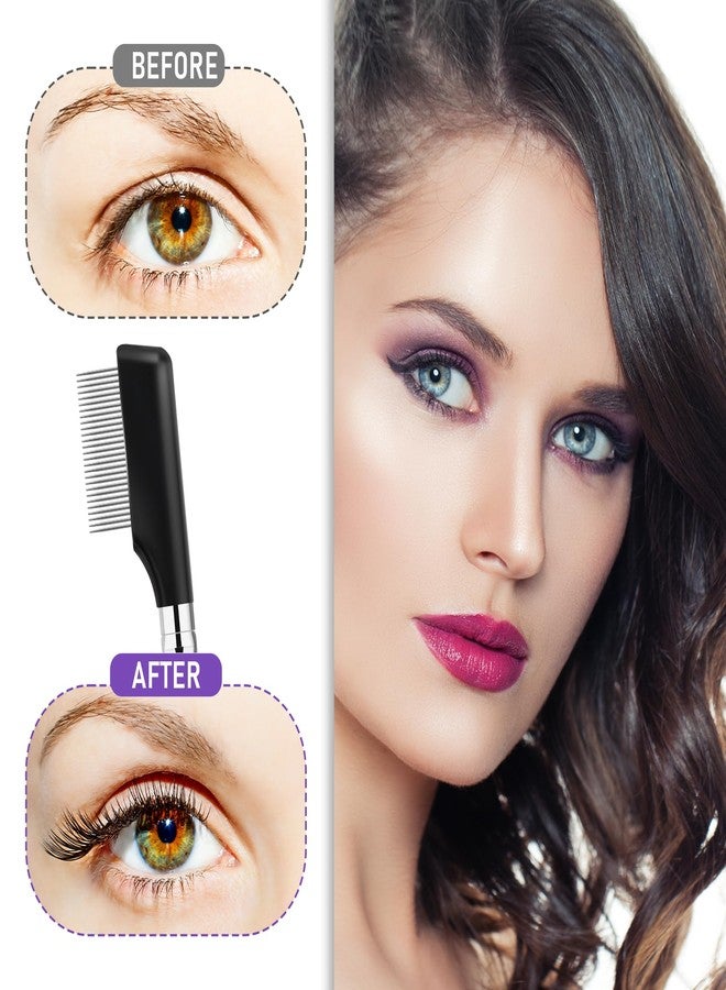 Gtziqa Metal Eyelash Comb Separator, 2 Pack Eyebrow Brush Eye Brow Grooming Tool Professional Eyebrow Makeup Brush Tools with Metal Teeth for Women (Black) - Image 5