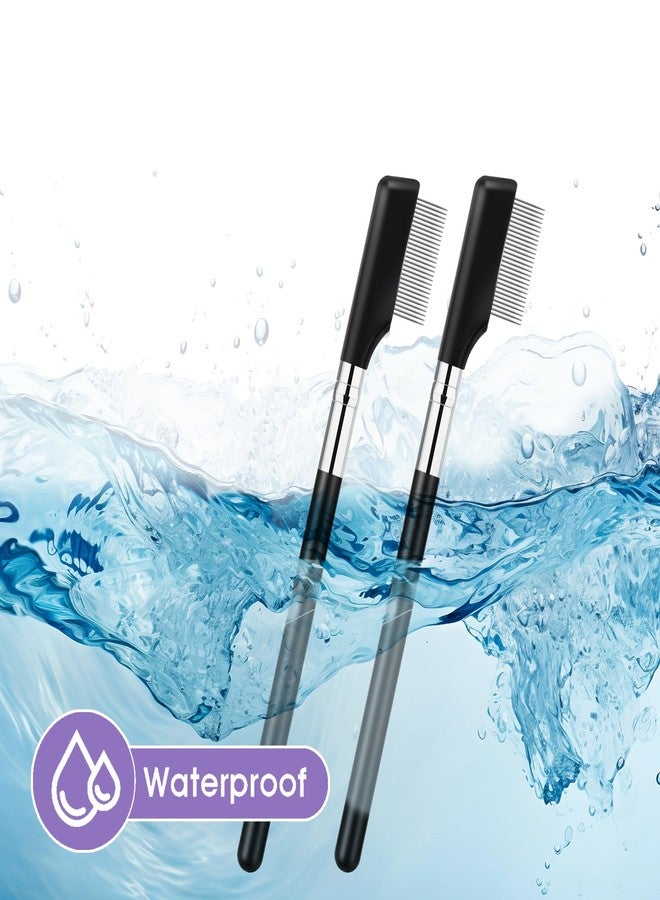 Gtziqa Metal Eyelash Comb Separator, 2 Pack Eyebrow Brush Eye Brow Grooming Tool Professional Eyebrow Makeup Brush Tools with Metal Teeth for Women (Black) - Image 3
