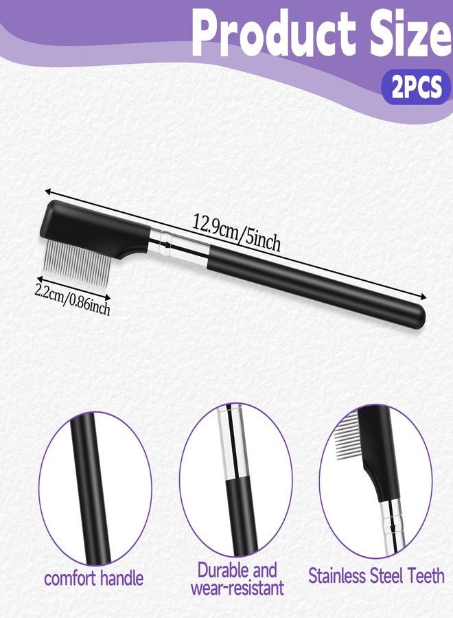 Gtziqa Metal Eyelash Comb Separator, 2 Pack Eyebrow Brush Eye Brow Grooming Tool Professional Eyebrow Makeup Brush Tools with Metal Teeth for Women (Black) - Image 2