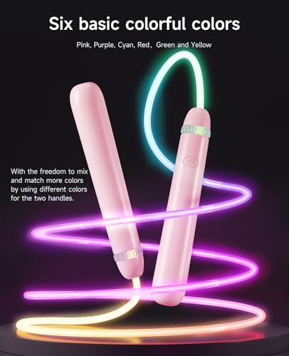 ACHDOFITS LED Light Up Jump Rope for Kids and Adult Adjustable Glowing Skipping Rope for Boys and Girls Colorful Luminous Jumping Rope for Fitness and Workout Pink - Image 3