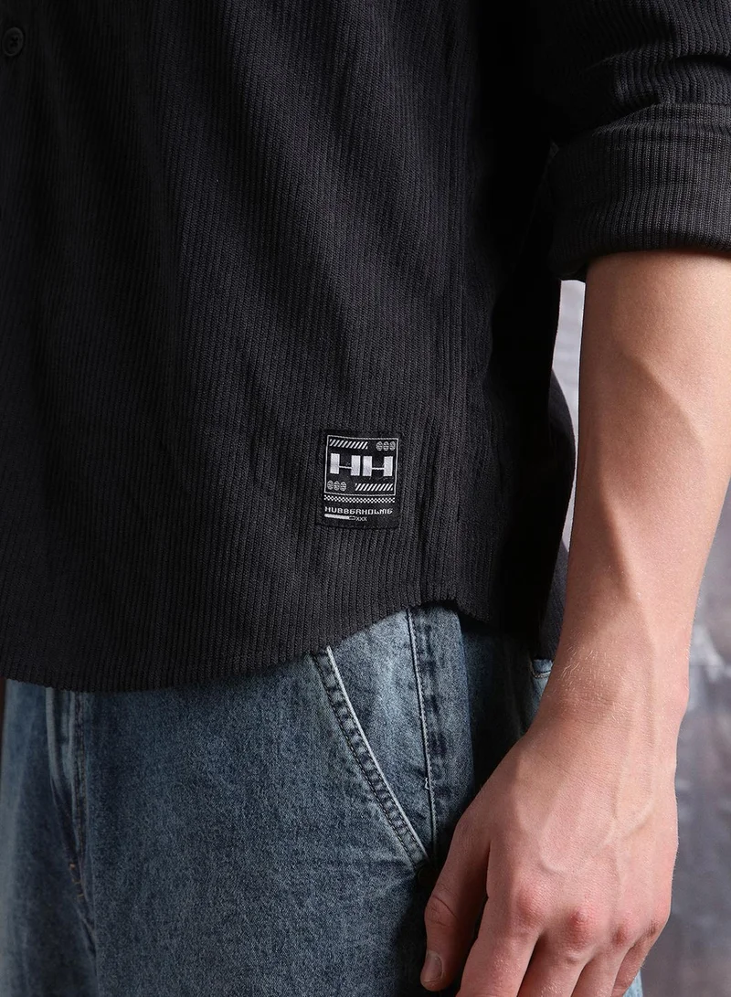 Hubberholme Men Comfort Relaxed Fit Spread Collar Wrinkle Free Textured Casual Shirt