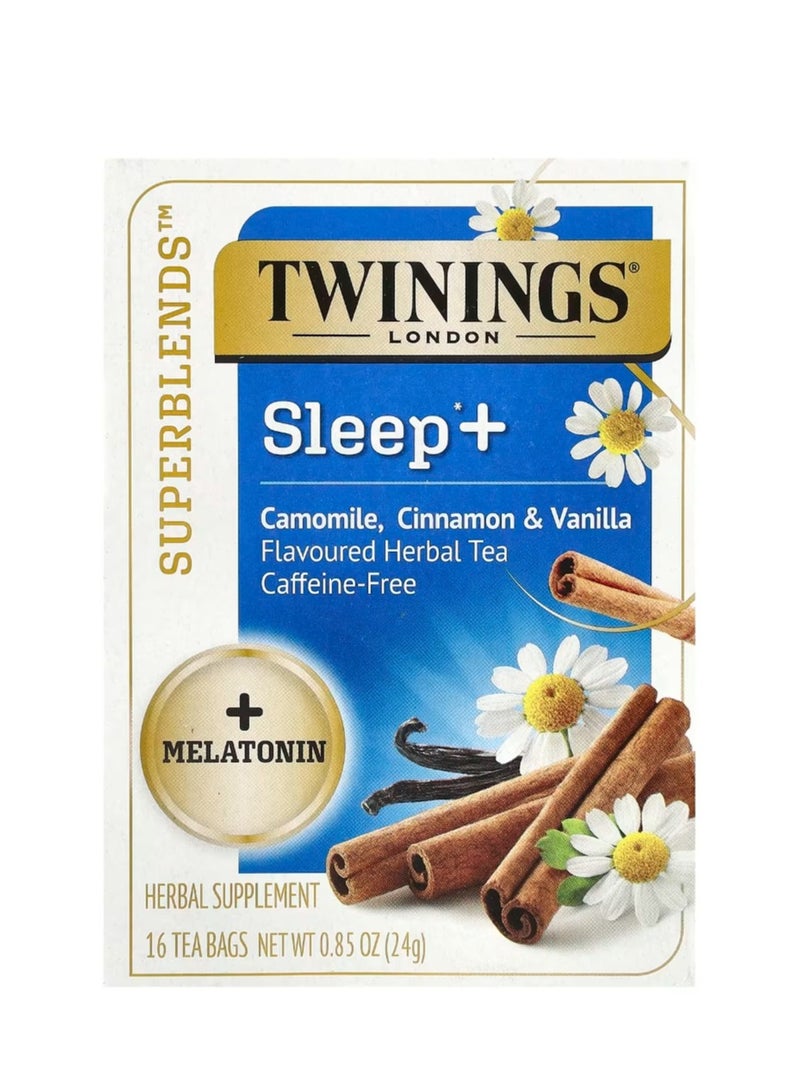 Twinings Sleep+ with Melatonin Herbal Tea Camomile Cinnamon & Vanilla Caffeine Free 16 Tea  - Image 1